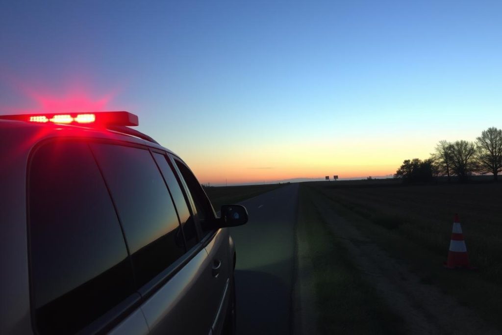 Vehicle with hazard lights on waiting for roadside assistance in Grand Island, Nebraska
