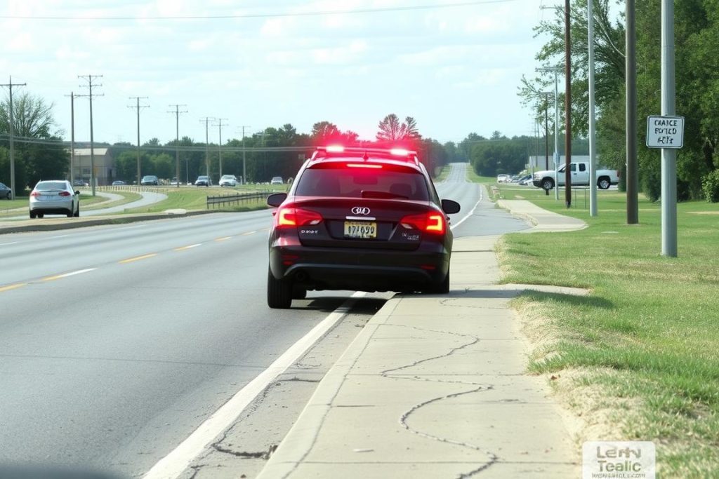 Vehicle with hazard lights on waiting for roadside assistance in Muskogee, Oklahoma