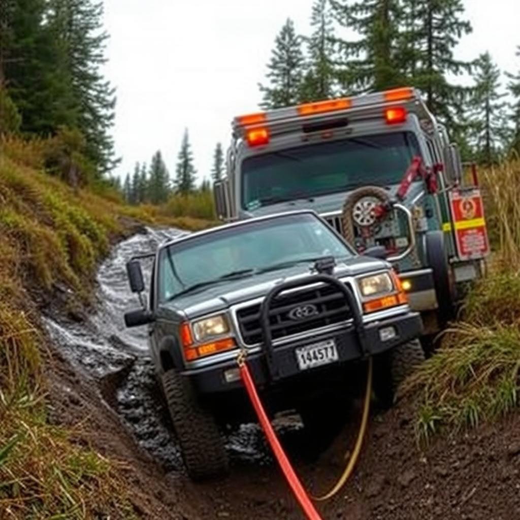 Winch recovery of a vehicle in Corvallis, Oregon