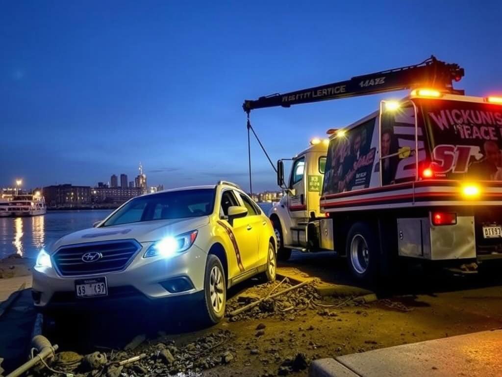 Winching service for stuck vehicle in Hoboken
